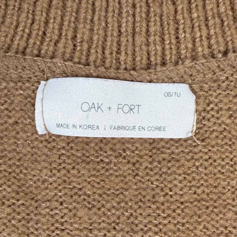 Oak + Fort Brown Knit V-Neck Sweater Vest OS Dark Academia Minimalist Old Money